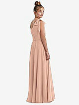 Rear View Thumbnail - Pale Peach One-Shoulder Scarf Bow Chiffon Junior Bridesmaid Dress