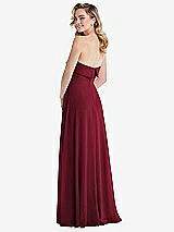 Rear View Thumbnail - Burgundy Cuffed Strapless Maxi Dress with Front Slit