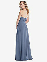 Rear View Thumbnail - Larkspur Blue Cuffed Strapless Maxi Dress with Front Slit