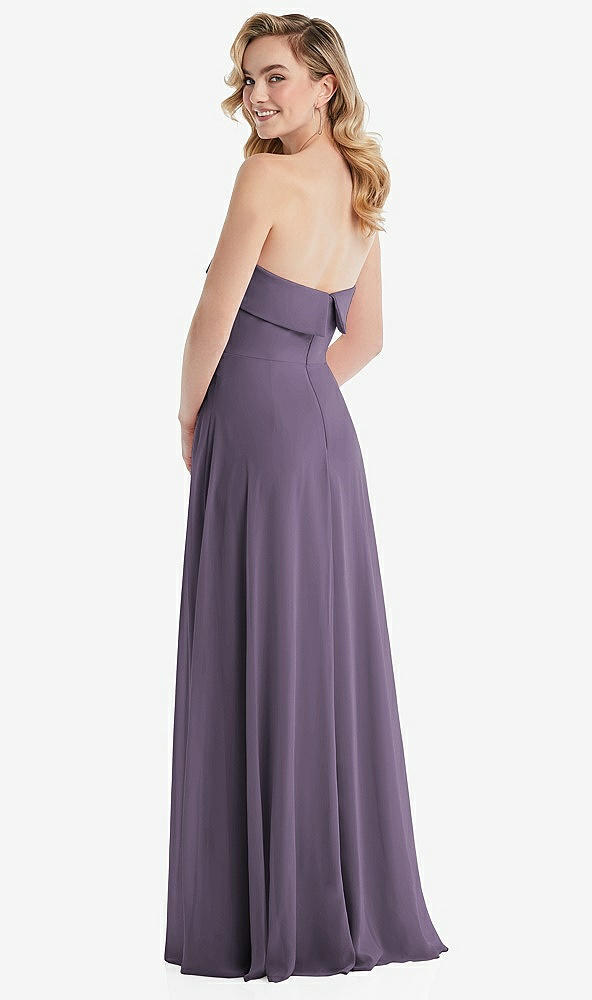 Back View - Lavender Cuffed Strapless Maxi Dress with Front Slit