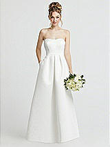 Front View Thumbnail - Off White Sweetheart Strapless Satin Wedding Dress with Pockets