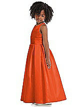 Side View Thumbnail - Tangerine Tango Sleeveless Pleated Skirt Satin Flower Girl Dress