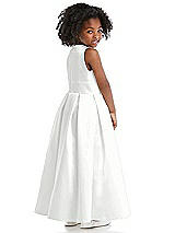 Rear View Thumbnail - White Sleeveless Pleated Skirt Satin Flower Girl Dress