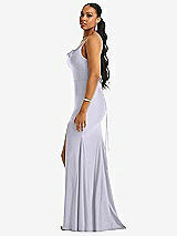 Side View Thumbnail - Silver Dove Cowl-Neck Open Tie-Back Stretch Satin Mermaid Dress with Slight Train
