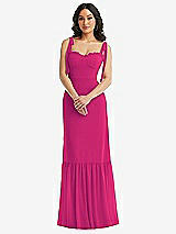 Alt View 2 Thumbnail - Think Pink Tie-Shoulder Bustier Bodice Ruffle-Hem Maxi Dress