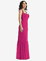 Side View Thumbnail - Think Pink Tie-Shoulder Bustier Bodice Ruffle-Hem Maxi Dress