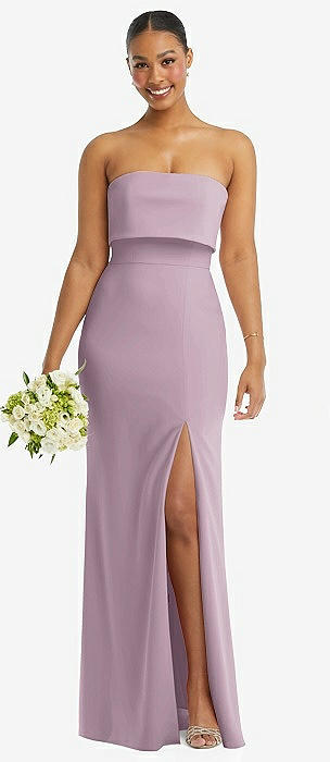 Purple Shades: strapless pale purple chiffon Georgette dress