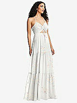 Alt View 1 Thumbnail - Spring Fling Drawstring Bodice Gathered Tie Open-Back Maxi Dress with Tiered Skirt