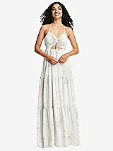 Front View Thumbnail - Spring Fling Drawstring Bodice Gathered Tie Open-Back Maxi Dress with Tiered Skirt