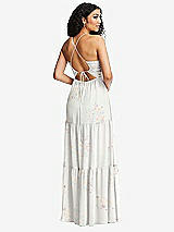 Rear View Thumbnail - Spring Fling Drawstring Bodice Gathered Tie Open-Back Maxi Dress with Tiered Skirt