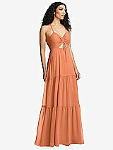 Alt View 1 Thumbnail - Sweet Melon Drawstring Bodice Gathered Tie Open-Back Maxi Dress with Tiered Skirt