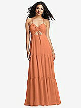 Alt View 2 Thumbnail - Sweet Melon Drawstring Bodice Gathered Tie Open-Back Maxi Dress with Tiered Skirt