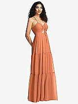 Side View Thumbnail - Sweet Melon Drawstring Bodice Gathered Tie Open-Back Maxi Dress with Tiered Skirt