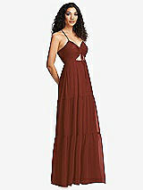 Side View Thumbnail - Auburn Moon Drawstring Bodice Gathered Tie Open-Back Maxi Dress with Tiered Skirt