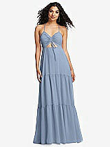 Alt View 2 Thumbnail - Cloudy Drawstring Bodice Gathered Tie Open-Back Maxi Dress with Tiered Skirt