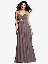 Alt View 2 Thumbnail - French Truffle Drawstring Bodice Gathered Tie Open-Back Maxi Dress with Tiered Skirt