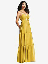 Side View Thumbnail - Marigold Drawstring Bodice Gathered Tie Open-Back Maxi Dress with Tiered Skirt