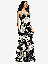 Alt View 1 Thumbnail - Noir Garden Drawstring Bodice Gathered Tie Open-Back Maxi Dress with Tiered Skirt