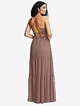 Rear View Thumbnail - Sienna Drawstring Bodice Gathered Tie Open-Back Maxi Dress with Tiered Skirt