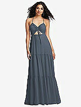 Alt View 2 Thumbnail - Silverstone Drawstring Bodice Gathered Tie Open-Back Maxi Dress with Tiered Skirt