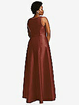 Alt View 3 Thumbnail - Auburn Moon Boned Corset Closed-Back Satin Gown with Full Skirt and Pockets