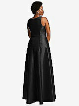 Alt View 3 Thumbnail - Black Boned Corset Closed-Back Satin Gown with Full Skirt and Pockets