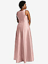 Alt View 3 Thumbnail - Rose - PANTONE Rose Quartz Boned Corset Closed-Back Satin Gown with Full Skirt and Pockets