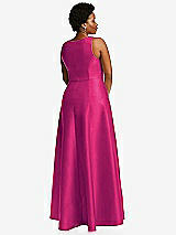 Alt View 3 Thumbnail - Think Pink Boned Corset Closed-Back Satin Gown with Full Skirt and Pockets