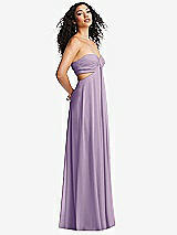 Alt View 1 Thumbnail - Pale Purple Strapless Empire Waist Cutout Maxi Dress with Covered Button Detail