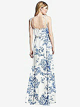 Rear View Thumbnail - Cottage Rose Dusk Blue Skinny Tie-Shoulder Ruffle-Trimmed Blouson Maxi Dress