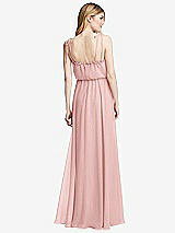 Rear View Thumbnail - Rose - PANTONE Rose Quartz Skinny Tie-Shoulder Ruffle-Trimmed Blouson Maxi Dress