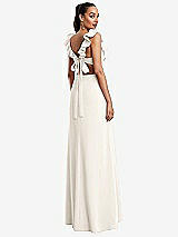 Rear View Thumbnail - Ivory Ruffle-Trimmed Neckline Cutout Tie-Back Trumpet Gown