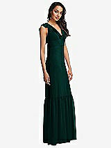 Side View Thumbnail - Evergreen Tiered Ruffle Plunge Neck Open-Back Maxi Dress with Deep Ruffle Skirt