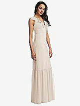 Side View Thumbnail - Oat Tiered Ruffle Plunge Neck Open-Back Maxi Dress with Deep Ruffle Skirt