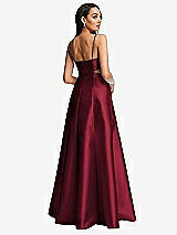 Rear View Thumbnail - Burgundy Open Neckline Cutout Satin Twill A-Line Gown with Pockets