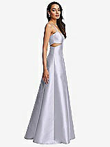 Side View Thumbnail - Silver Dove Open Neckline Cutout Satin Twill A-Line Gown with Pockets