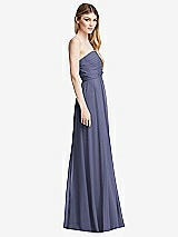 Side View Thumbnail - French Blue Shirred Bodice Strapless Chiffon Maxi Dress with Optional Straps