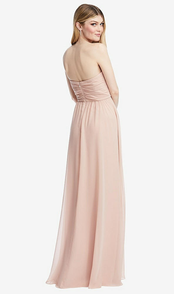 Back View - French Blue Shirred Bodice Strapless Chiffon Maxi Dress with Optional Straps