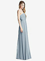 Side View Thumbnail - Mist Shirred Bodice Strapless Chiffon Maxi Dress with Optional Straps