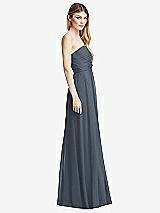 Side View Thumbnail - Silverstone Shirred Bodice Strapless Chiffon Maxi Dress with Optional Straps