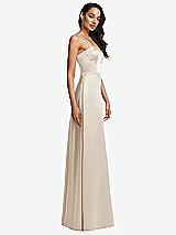 Side View Thumbnail - Oat Bustier A-Line Maxi Dress with Adjustable Spaghetti Straps