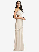 Side View Thumbnail - Oat Ruffle-Trimmed Cutout Tie-Back Maxi Dress with Tiered Skirt