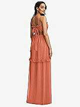 Rear View Thumbnail - Terracotta Copper Ruffle-Trimmed Cutout Tie-Back Maxi Dress with Tiered Skirt