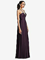 Side View Thumbnail - Aubergine Plunging V-Neck Criss Cross Strap Back Maxi Dress