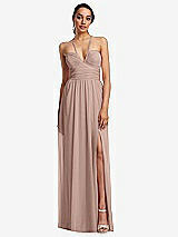 Front View Thumbnail - Bliss Plunging V-Neck Criss Cross Strap Back Maxi Dress