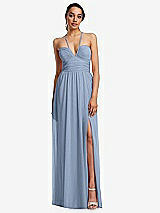Front View Thumbnail - Cloudy Plunging V-Neck Criss Cross Strap Back Maxi Dress