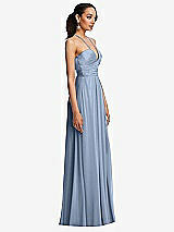 Side View Thumbnail - Cloudy Plunging V-Neck Criss Cross Strap Back Maxi Dress