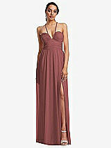 Front View Thumbnail - English Rose Plunging V-Neck Criss Cross Strap Back Maxi Dress