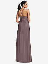 Rear View Thumbnail - French Truffle Plunging V-Neck Criss Cross Strap Back Maxi Dress