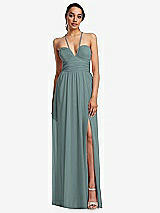 Front View Thumbnail - Icelandic Plunging V-Neck Criss Cross Strap Back Maxi Dress